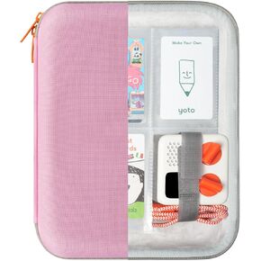 Card Case Compatible for Yoto Card Case & Yoto Mini Kids Audio Music Player, Soft Portable Folder with Zipper & 120 Pockets for Player. Binder Sleeve Holder for Travel (Pink)