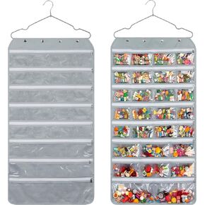 Hanging Mini Brand Organizer Double Sided Mini Brand Storage with 56 Slots for Real Littles Mini Brands(Mini Brands are Not Included) (Black)