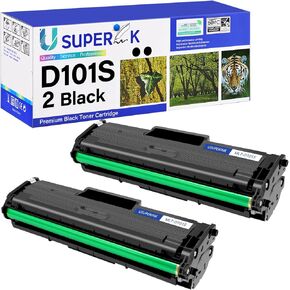 2 PK Black Toner Cartridge Replacement Compatible for Samsung MLT-D101S MLTD101S to use with SCX-3405W ML-2165W SCX-3405FW ML-2161 ML-2166W ML-2160 ML-2165 SCX-3400F SCX-3401FH