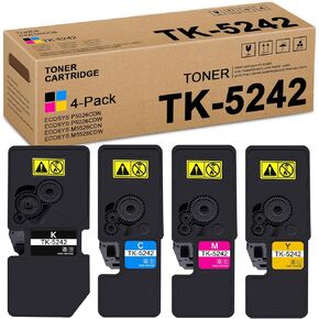 TK5242 TK-5242 Toner Cartridge Set (4-Pack, 1Black/1Cyan/1Magenta/1Yellow) - Lovn TK-5242K TK-5242C TK-5242M TK-5242Y Toner Replacement for Kyocera ECOSYS P5026cdn P5026cdw M5526cdn M5526cdw Printer