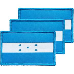 3Pcs Honduras Hondurans Flag Patch 2x3 Inch, Hook Loop Tactical Embroidered Armband Country Flag Patches for Backpack Hat Vest Jacket.