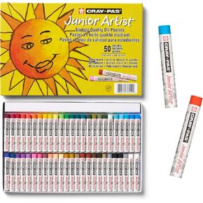 SAKURA Cray-Pas Junior Artist Oil Pastel Set - Soft Oil Pastels for Kids & Artists - 50 Sticks
