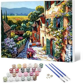 Ediximi Paint by Numbers Kit for Adults, Beginners and Kids, 12" Wx16 L Pack Canvas Pictures Drawing Paintwork with,Flowers by The Window