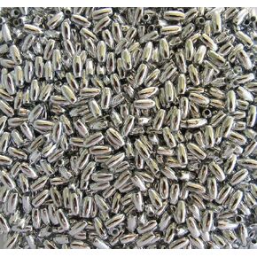 Pearl Metallic Silver Oat/Rice 3mm x 6mm UPOV Acrylic/Faux/Plastic Beads 500 Pieces, Small