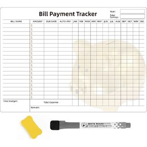 Bill Payment Tracker-Monthly Bill Payment Checklist Magnetic Whiteboard for Refrigerator,Bill Payment Tracker Organizer & Planner for Personal Budgeting Financial