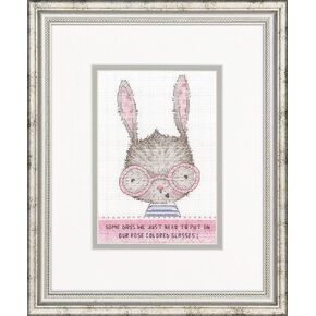 Dimensions Counted Cross Stitch Kit 'Rose Colored Glasses' Rabbit Pattern, 14 Count White Aida Cloth, 5'' x 7''