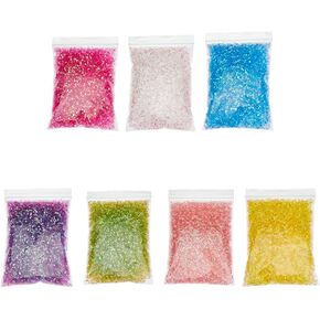 DICOSMETIC 7 Bags 140g Crispy Bingsu Beads for Slim Iridescent Soft Straw Tube Beads 3D Glitter Plastic Beads Assortment Crunchy Slime Microbeads Supplies, 1 Color/Bag