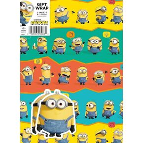 Danilo Promotions LTD Despicable Me Gift Wrap 2 Sheet 2 Tag, Gift Wrap for Presents