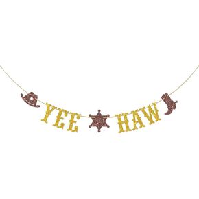 Yee Haw Banner ، Western Cowboy Party Decoration Banner Banner ، Wild West Party Kids Birthday/Baby Shower/حفل زفاف لوازم