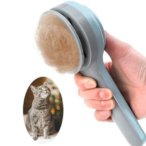 itPlus Pet Grooming Self-Cleaning Hair Brush for Dogs & Cats, Indoor Cats Slicker Brush, Short & Long Hair, Shedding & Undercoat Removal Tool for Kittens & Cats, Blue