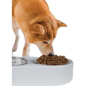 Heated Cat Food-Water Bowl Outdoor - Elevated Dual Stainless Steel Bowls with Safe Waterproof 25W Heating Base, Prevents Freezing for Indoor and Outdoor Use, for Cats, Dogs, Birds, Chickens, Ducks