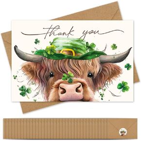 Whaline 36Pcs Highland Cow Thank You Cards with Envelopes and Stickers Barnyard Greeting Cards Blank Note Cards for Weddings Bridal Shower Baby Shower