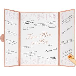 Calculs Bridal Shower Guestbook Alternative Signature Board from Miss to Mrs Party Rose Gold Cover Sign-in Book Bride to Be Guest Book 12" Hardcover Blank Pages