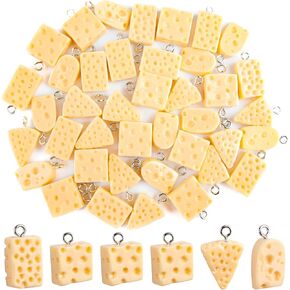 Framendino, 40 Pack Mini Cheese Pendant Charms Cute Triangle Charm Resin Imitation Dessert Food for DIY Earring Jewelry Making