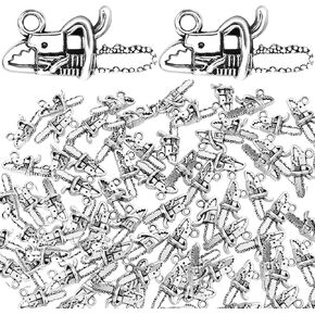 50pcs Charms Tools Saw Chainsaw 10x20x6mm Antique Silver Color Alloy Pendants DIY Crafts Making Findings Handmade Tibetan Jewelry Fathers Day