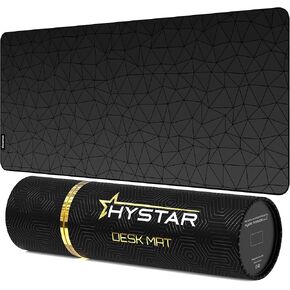 Hystar Extended Gaming Mouse Pad | XXL 36" x 16" | 5mm Thick, Waterproof Surface, Smooth Polyester Fabric, and Natural Rubber Base | Poly (Black)