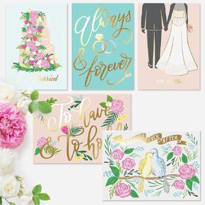 Sweetzer & Orange Assorted Wedding Cards Congratulations Pack Plus Engagement Cards With Envelopes. 10 Pcs Greeting Notes Set. 5x7 Engagement Card for Couple, Greeting Card Assortment