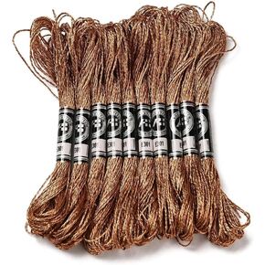 10 skeins 12 خيوط 87.5 ياردة عمق البوليستر الأحمر البوليستر خيط خيط ميتاليك ميتاليك كروس خيط خيط بريق