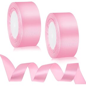 شريط الساتين الوردي ، 1-1/2/2 بوصة الشريط المزدوج الوجه مزدوج 50 ياردة شريط النسيج ألوان صلبة لتلوين الهدايا لدعوات الزفاف باقات الزفاف المصنوعة يدويا in Kuwait