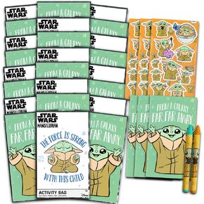 Baby Yoda Mini Birthday Party Favors Set - حزمة مع 24 Star Wars The Mandalorian Play Packs | كتب التلوين الصغيرة (لوازم حفلة بيبا يودا جروجو)
