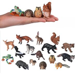 JOKFEICE Small Animal Figures for Kids, 16PCS Realistic Forest Animals Baby Figurines, Woodland Creatures Figurines, Educational Toys for Science Project Cake Party Decor