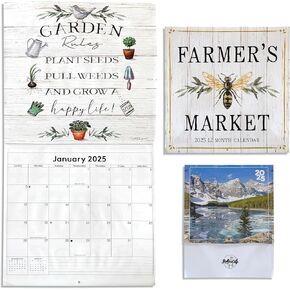2025 Wall Calendar Set Monthly With Farmhouse Style, Nature Scenes, and Inspirational Quotes