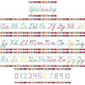 12 Pieces Alphabet Bulletin Board Set, Number 0-10 and Cursive Alphabet Line (A-Z)& Bulletin Board, Chalkboard Decor for Preschool Kindergarten, Primary Classroom Wall Decor (Color Rainbow Crayon)