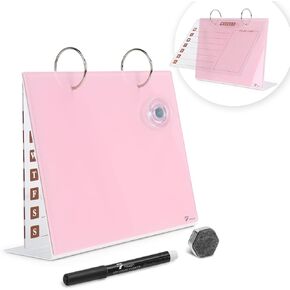 Desktop Glass Dry Erase & Acrylic Aesthetic Calendar Weekly to-do List Combo, Small Magnetic Standing Whiteboard, Desk Flip Easel Calendar with Accessories for Home Office Supply, Mint Green, 9 x 7''