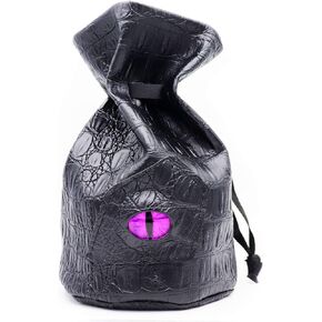 Haxtec Dragon Dice Bag Dungeons and Dragons Gift Drawstring Leather DND Dice Pouch Storage Bag for D&D Dice, Coins and Accessories (Blue Eye)