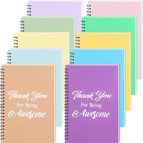 Fulmoon 10 Pcs Thank You Gift Spiral Notebook A5 Journal Notebook Lined Thank You for Being Awesome Hardcover Wire Notepad Appreciation Gift for Team Teacher Employee(Light)