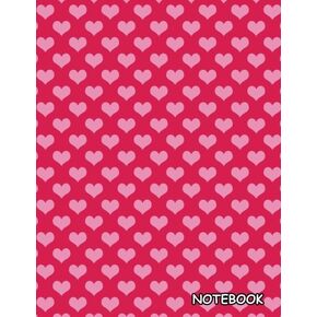 Notebook: Pink Hearts Pattern, Blank Unlined / Non-ruled Notebook - (Letter size 8.5 x 11 Inches) 100 Pages - 313