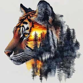 CEOVR Tiger Diamond Painting Kits for Adults, Forest Tiger Diamond Art Dots 5D Full Drill DIY Animal Gem Art, Adult Crafts Kits Arts and Crafts, Wall Decor for Home Office 12x12in