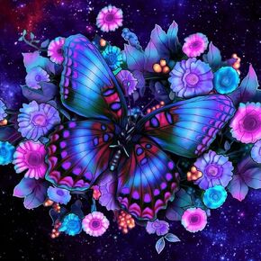 NEWENMO Diamonds Painting Kits for Adults Beginner,DIY 5D Stained Glass Flowers Diamond Art Paint with Round Diamonds, Full Drill Birds Diamonds Painting Kit for Hobby Gift Home Wall Decor 12x16 in
