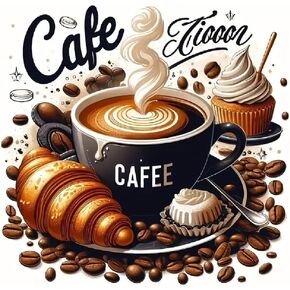 JFYHAB Coffee Diamond Painting Kits Coffee Time Diamond Painting Kits for Adults 5D DIY Full Drill Cake Diamond Art Bread Diamond Dots Art Painting Kits for Home Wall Decor 12x12inch