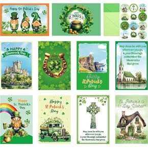 Ceiba Tree Happy St. Patrick's Day Cards مع مظاريف وملصقات 20 PCS للأطفال والبالغين رسالة بركات 4x6 بوصة داخل 10 تصميم