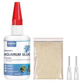 Aquarium Glue 1.7 oz Clear Super Reef Glue Waterproof Aquarium Safe Glue for Plants, Rocks, Mosses, Coral, Stone, Wood, Freshwater and Saltwater-Beautify, Water Landscape 50 g