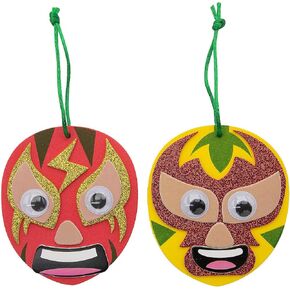 Fun Express Luchador Mask Ornament Craft Kit - Makes 12