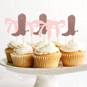 Boots Or Bows Gender Reveal Cupcake Toppers - Cowgirl Gender Reveal Decorations,Boots Or Bows Party Supplies, Gender Reveal Party Decoration, Boots Or Bows Sign
