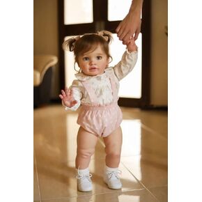Pinky Reborn Baby Dolls Kit 26 Inch Reborn Toddler Kits Already Painted Baby Kit with Blonde Hair DIY Accessories Supplies for Kids Age 3+