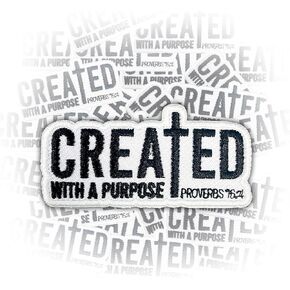 Cross Created with a Purpose 3 Inches Iron On/Sew On Embroidered Applique Patches, Bible Embroidery Patches, DIY Accessories for Backpacks, Army Vests, Bags, Hats, Clothes, Gift for Christian