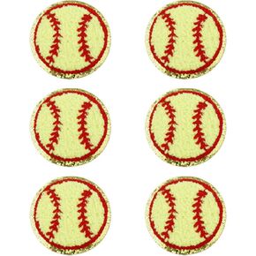 6 PCS Yellow Baseball Patches Gold Edges Baseball Iron On Patches Chenille Sew On Patches for DIY Repair Patch Clothes