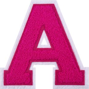 4-1/2" Chenille Letter Patches Pink Iron on Letter Patches Large Varsity Letter Patches Letterman Jacket Patches for Clothing (Pink-B)