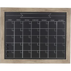 DesignOvation Beatrice Framed Magnetic Chalkboard Monthly Calendar, 23x29, Rustic Brown