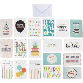 BEST PAPER GREETINGS 144 Pack Happy Birthday Cards Bulk with Envelopes for Kids, Work, Office, Friends, Family, Business - Blank Inside with 18 Designs, 4x6 In