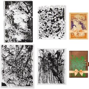 CRASPIRE Stain Background Clear Rubber Stamp Vintage Transparent Ink Spill and Splatter Silicone Seals Stamp Retro for Journaling Card Making DIY Scrapbooking Handmade Photo Album Notebook Decor