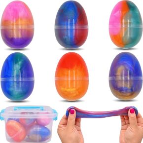 6 عبوات سلة Slime Eggs Toys Easter Eggs Toys for Kids Boys Girls Easter Staints Successers Party Favors Higds