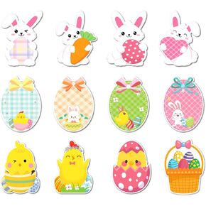 Easter Day Sticky Notes, 240 Pages Easter Eggs Fluffy Rabbits Chicks Self Adhesive Memo Pad Easter Sticky Note Self Stick Notes Memo Pads for Home, School, Office -12 Designs