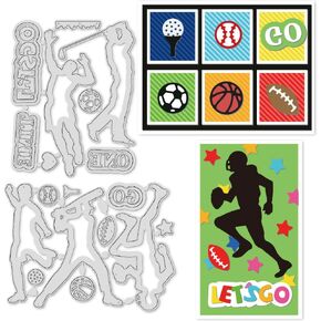 INFUNLY Sports Themed Die Cuts Set Sports Equipment Metal Cutting Dies Let's GO Words Die for Paper Craft Sportsman Die Cuts Shape for DIY Scrapbooking Football Basketball Die Stencils for Card Decor