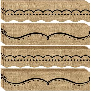 Burlap Bulletin Board Borders Classroom Trim Straight Borders Dotted Swirl Wall Decor Back to School Decoration (78.8 Feet)