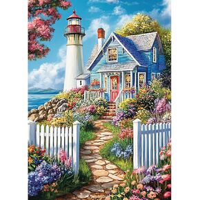 AIRDEA Diamond Art Paintings Kits for Adults,House and Lighthouse Diamond Art Kits for Adults,12x16 Inch DIY Diamond Art Paintings Kits Landscape,Diamond Art Painting Set for Beginner